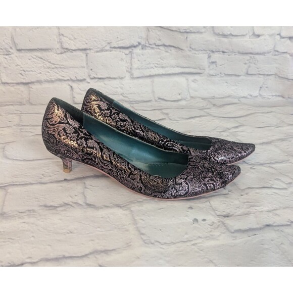 Irregular Choice Purple & Black  velvet Shimmer Print Pointed Heels Women 39.5 - Picture 2 of 12